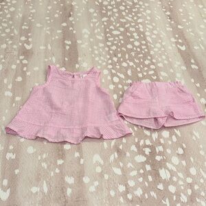 Sovereign Code Baby Girl Pink Gingham Outfit 12M Ruffle Top & Shorts Set